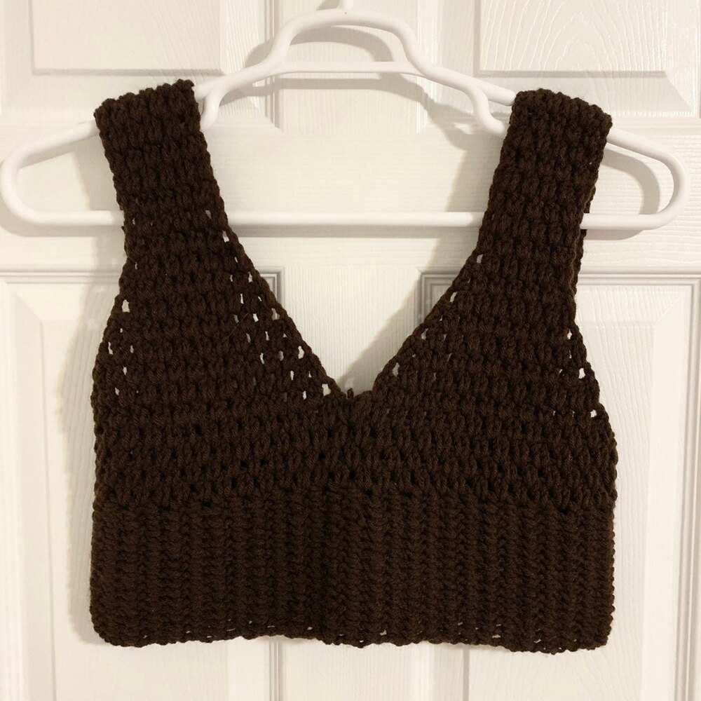 HANDMADE CROCHET BROWN CROP TOP